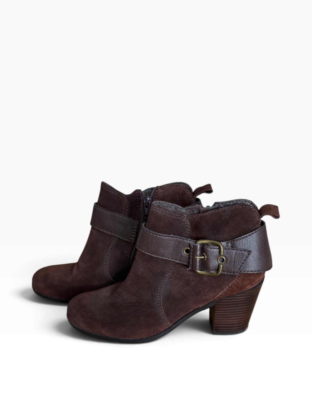 Nine West Women's Brown Suede Ankle Boot with Buckle Sz 8.5